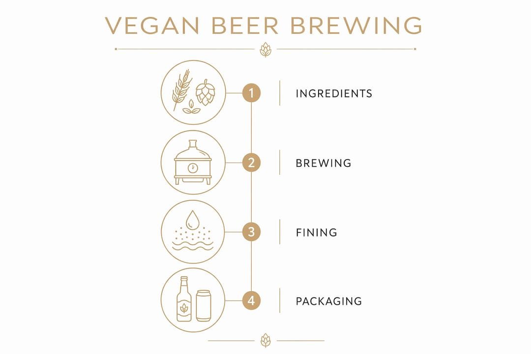 Infographic outlining vegan beer brewing stages