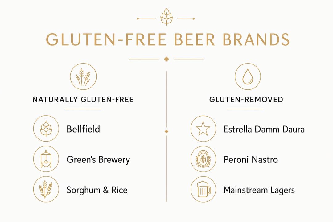 Infographic comparing gluten-free beer brands UK