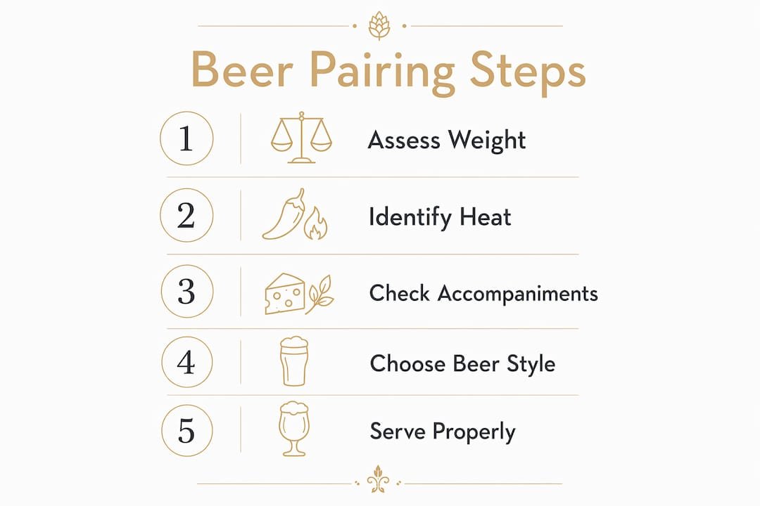 Infographic outlining steps to pair beer with spicy food