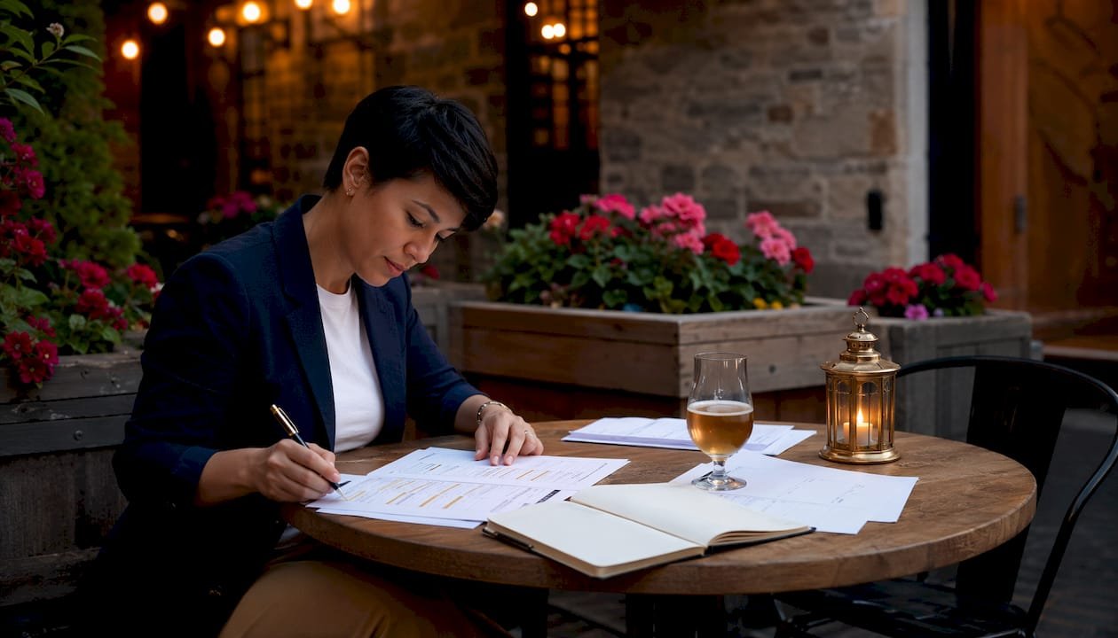 Planner organizing taproom event checklist