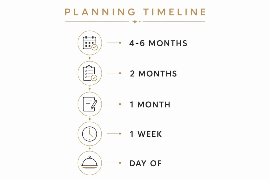 Infographic depicting private party planning timeline steps