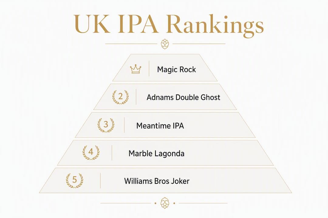 Pyramid infographic of top UK IPAs rankings