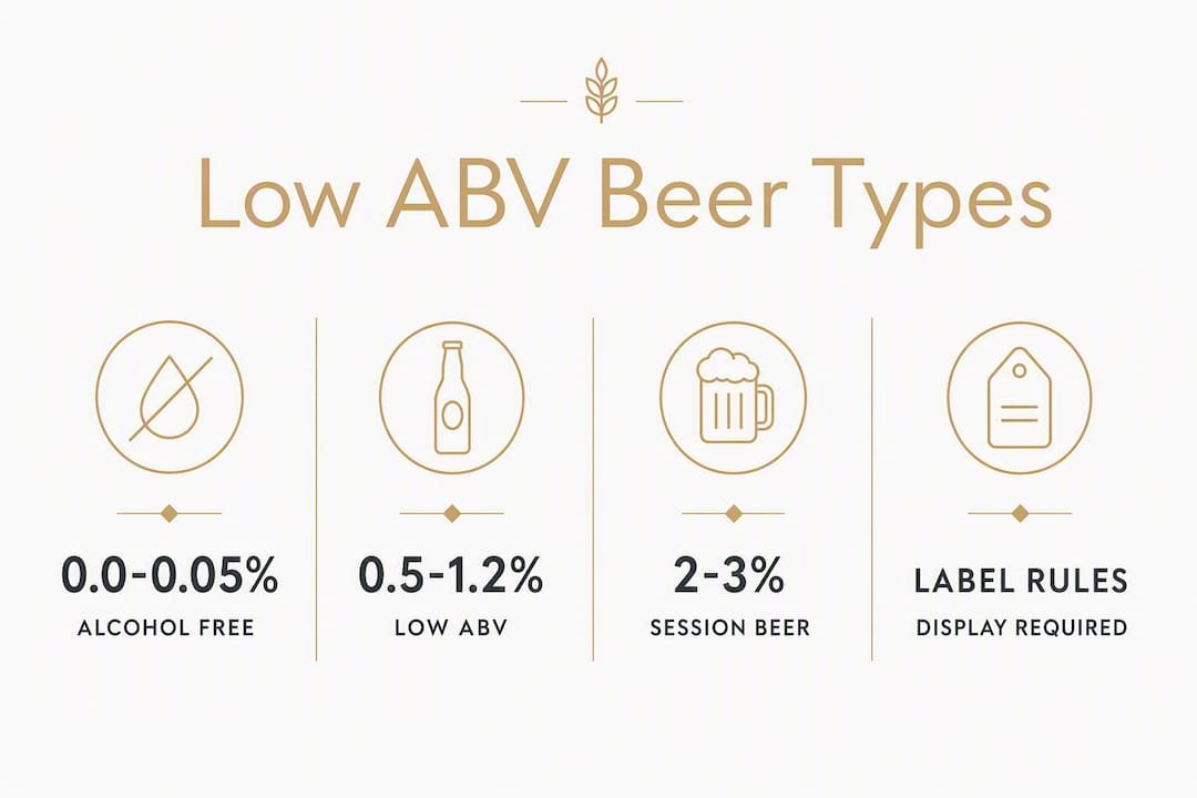 Infographic showing UK low ABV beer classifications