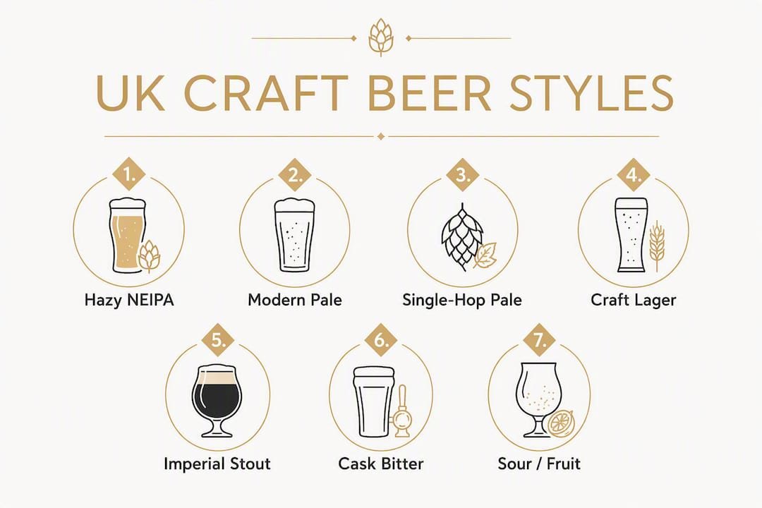 Infographic of top UK craft beer styles hierarchy